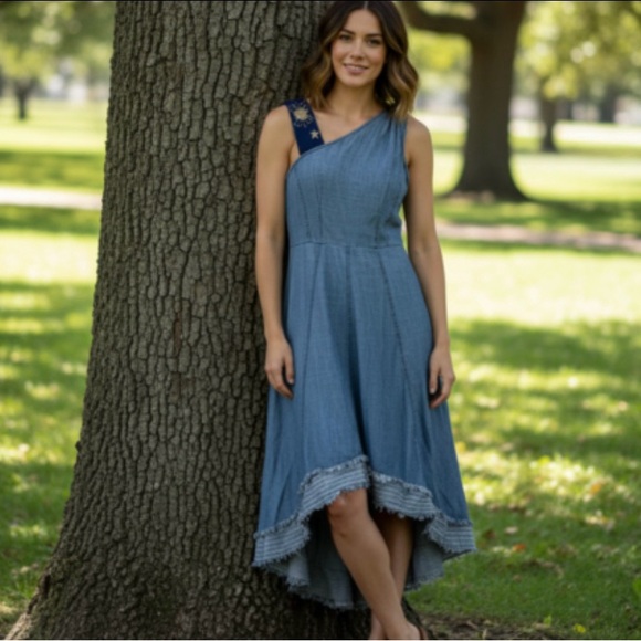 Trina Turk Dresses & Skirts - Trina Turk Cocktail High Low Denim Dress Size 6